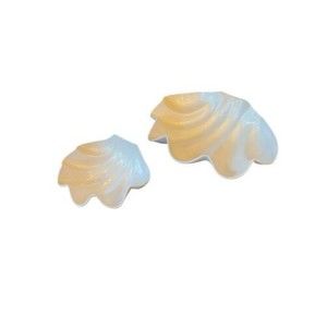 Vintage Scalloped Clam Seashell Serving Dip And Chip Set White Plastic